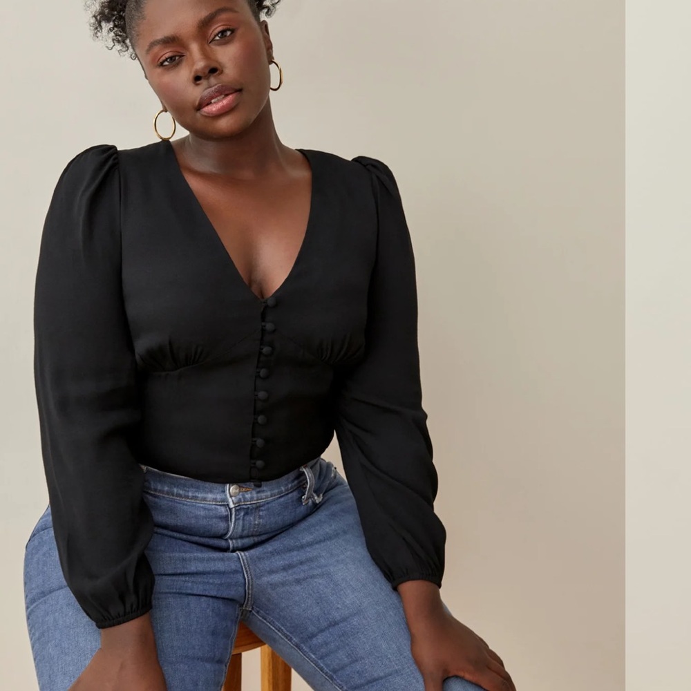 Reformation Nell Top Es Blouse Black (L)